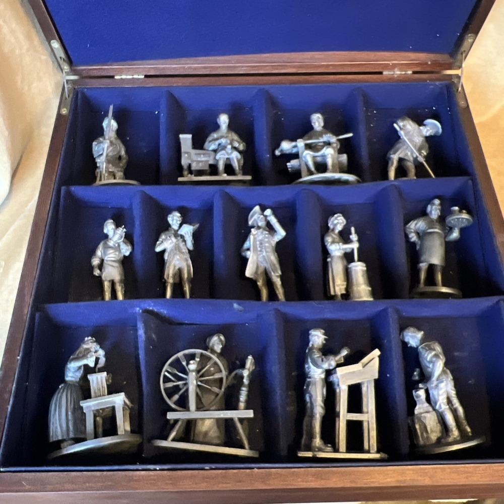 Vtg 1975 People Of Colonial America By Franklin Mint Pewter Figurines‎ Set Of 13